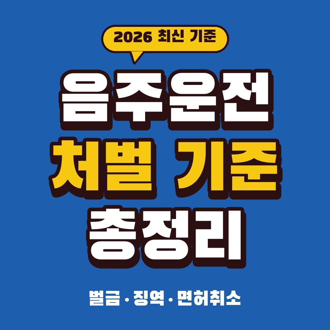 음주운전 처벌 기준 2026｜혈중알코올농도별 벌금·징역·면허취소 총정리